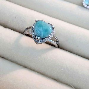 Larimar Heart Ring (adjustable size)